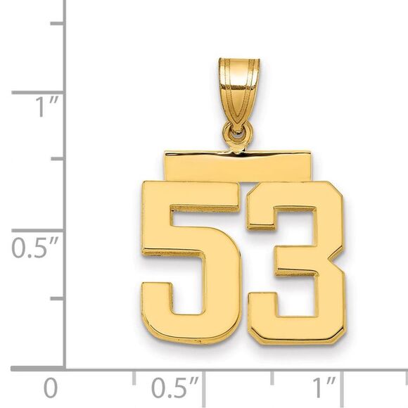 14k Yellow Gold, Athletic Collection Medium Polished Number 53 Pendant - Picture 3 of 4